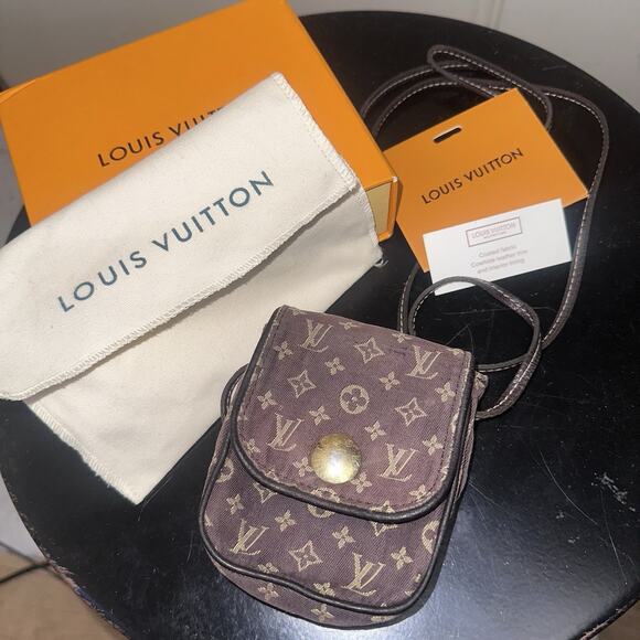 Auth Louis Vuitton Monogram Mini Lin Pochette Cancun Mini Brown Crossbody Bag - Picture 1 of 16